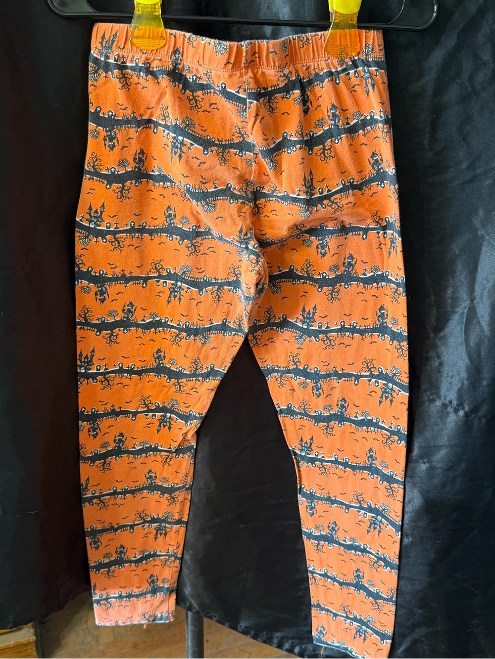 Kids Orange Halloween Print Leggings